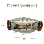 2 in 1 Cat Tunnel Beds for Indoor Cat Play Mat Scratch Tunnel Collapsible Cat House