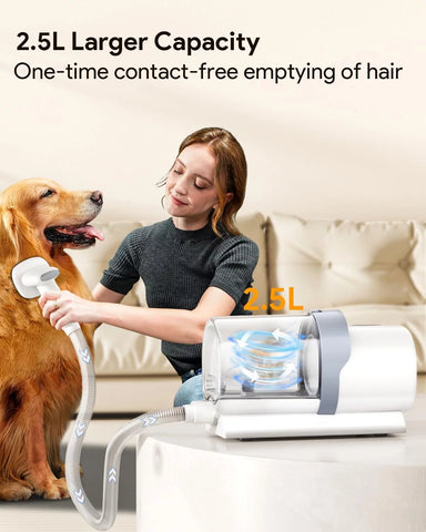 Dog Grooming Kit & Vacuum, Suction 99% Pet Hair, 2.5L Large Capacity Dust Cup, 5 Pet Grooming Tools, Low Noise Dog Hair Remover Pet Grooming Supplies for Dogs Cats