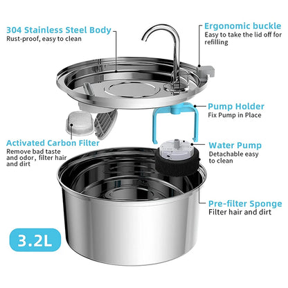 Stainless Steel Pet Water Fountain