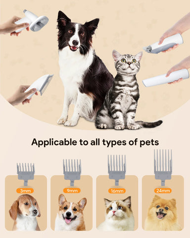 Dog Grooming Kit & Vacuum, Suction 99% Pet Hair, 2.5L Large Capacity Dust Cup, 5 Pet Grooming Tools, Low Noise Dog Hair Remover Pet Grooming Supplies for Dogs Cats