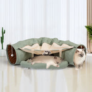 2 in 1 Cat Tunnel Beds for Indoor Cat Play Mat Scratch Tunnel Collapsible Cat House
